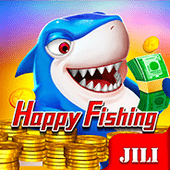 Happy Fishing icon with cheerful fish artwork